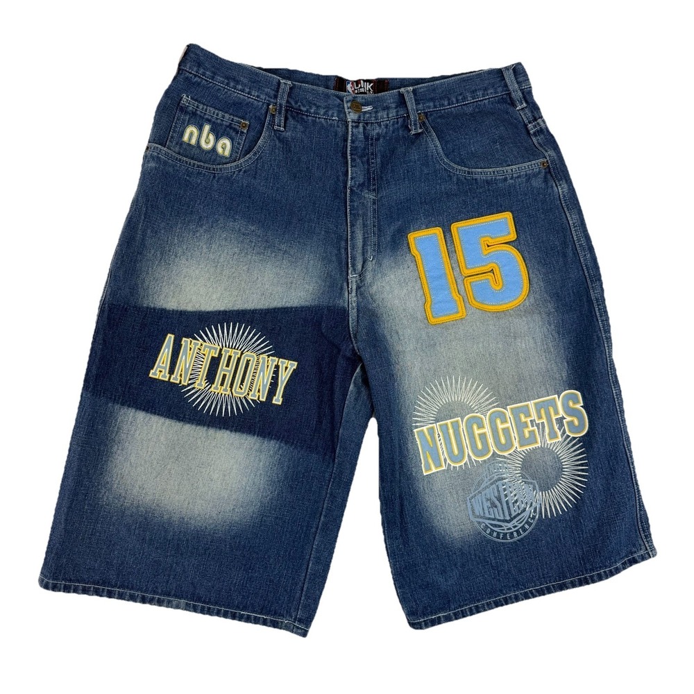 Vintage UNK Denim‎ NBA Men's Shorts Denver Nuggets Carmelo Anthony #15 Baggy Y2K